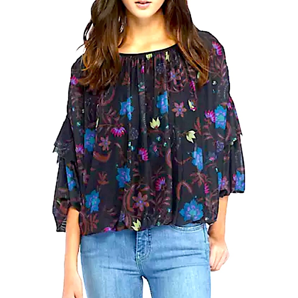 Free People Wildflower Honey Boho Shear Ruched Top